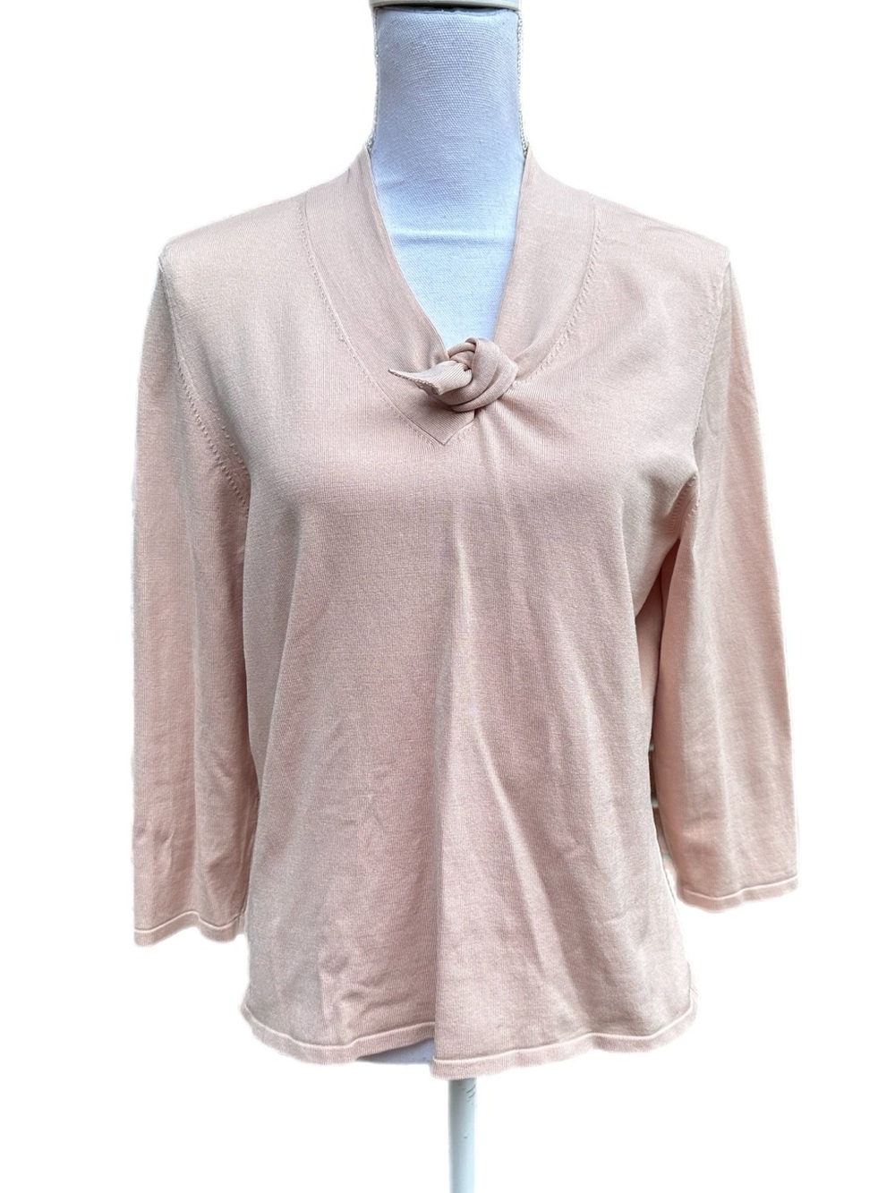 Anne Taylor Silk Blend Knot Neck Blush Pink Knit Top